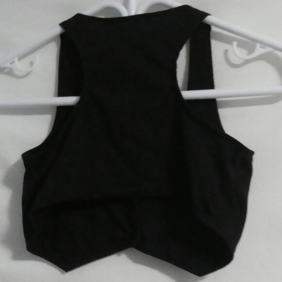 Black Cropped Vest | 10/12 medium | Button Down Front With Pockets - Picture 2 of 14